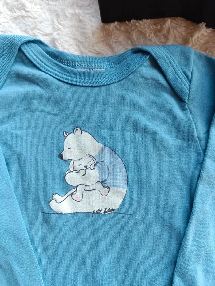 Lot de 2 bodies manches longues Garçon 6 mois Ours Petit bateau 100% coton - photo numéro 6