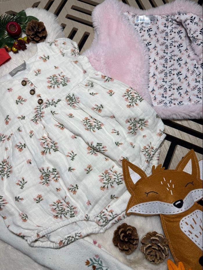 Ensemble barboteuse 3 pièces fille • 9 mois - photo numéro 2