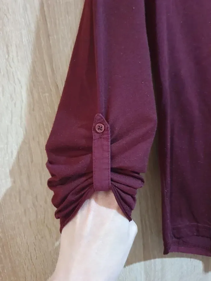 Blouse bordeaux manche 3/4 - Taille S - photo numéro 4