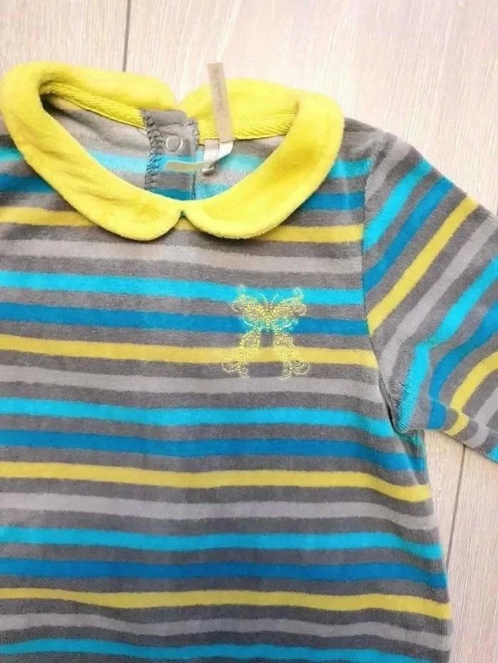 Pyjama gris/ vert anis/turquoise. Fille 18mois. Marque Orchestra - photo numéro 2