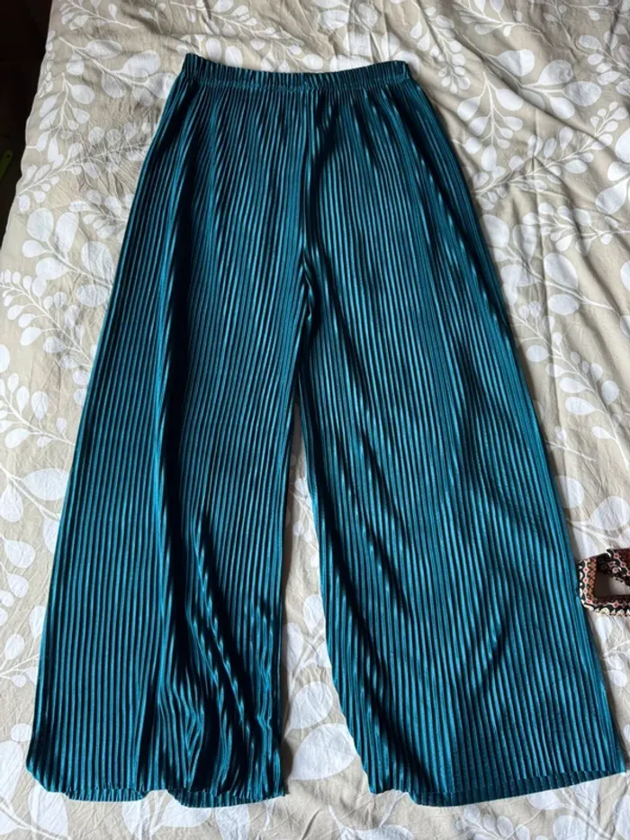 Pantalon fluide bleu métallique - photo numéro 3