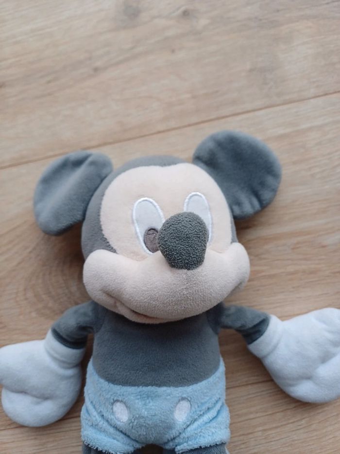 Doudou peluche mickey bleu ciel - photo numéro 2