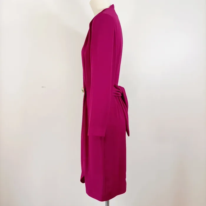 Robe blazer fuchsia à boutons bijoux dorés Vintage Élégante tendance - taille 42 estimée A668 - photo numéro 4