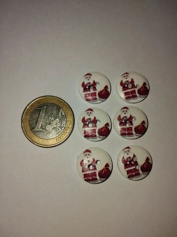 Lot de 6 boutons blanc avec père Noël