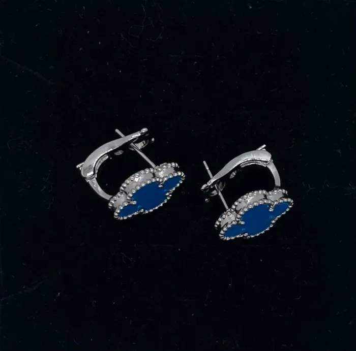 Boucles d’oreilles trèfles bleues à clips - photo numéro 4