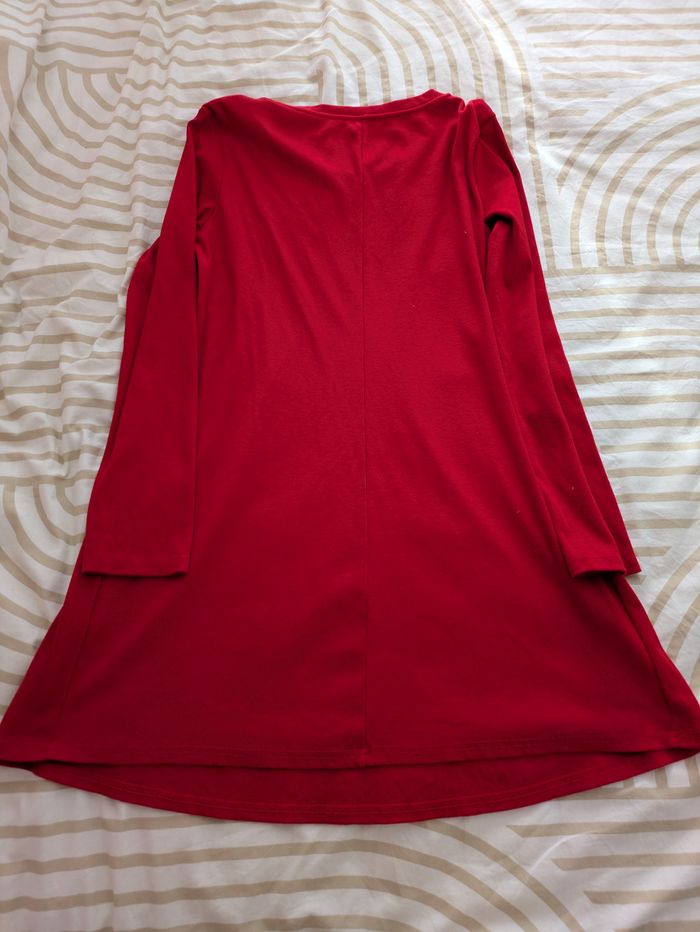 Robe Tunique Shein - Côtelée Rouge - Coupe Patineuse - photo numéro 3