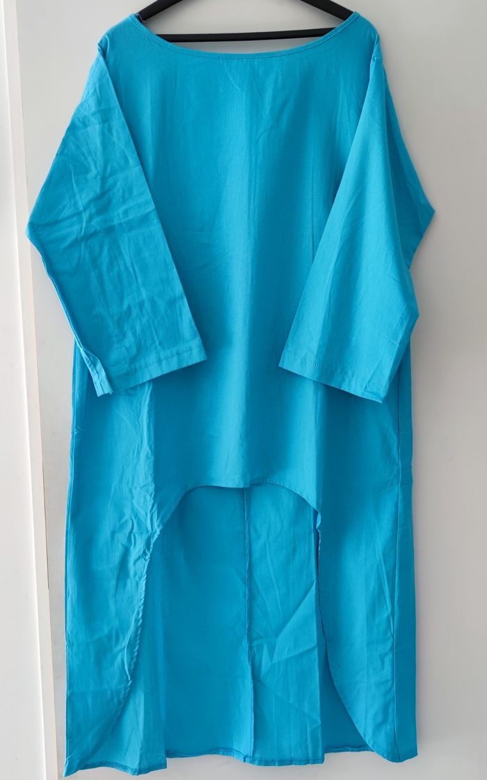 ✅ Ensemble 2 pièces femme turquoise taille S – haut long et pantalon large – neuf