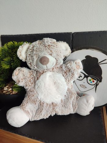 marionnette doudou ours marron blanc chiné tex baby empreinte Poils Rond 2467