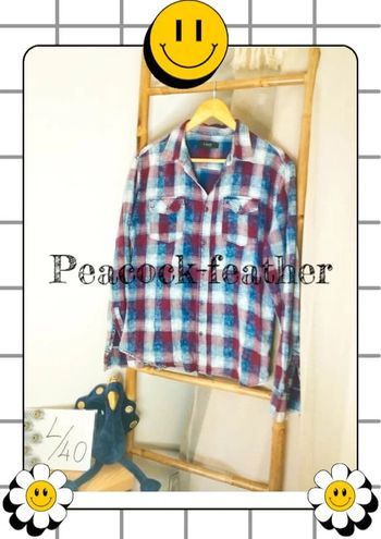 Chemise quadrillée smog bleue/Bordeaux L homme