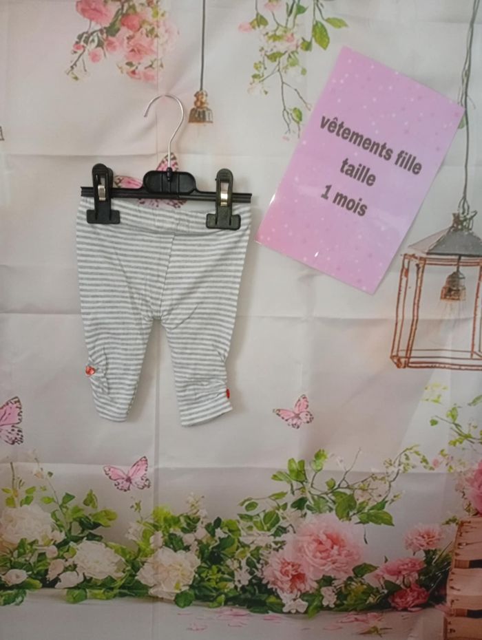 Legging fille Tissaia gris et blanc taille 1 mois / 56 cm - photo numéro 3