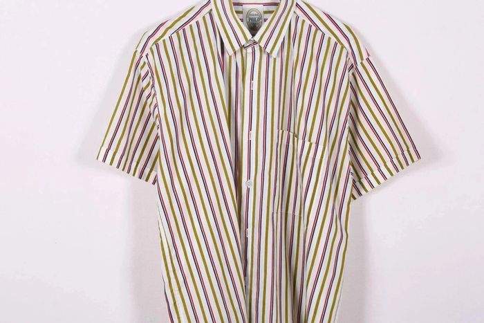 Chemisette vintage 90's en coton mélangé motif rayures (#240667) - photo numéro 5