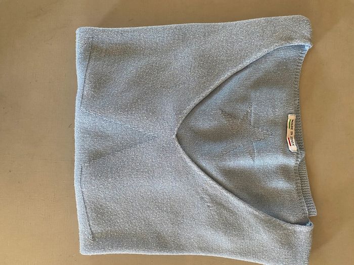 Pull Made in Italy bleu ciel argenté avec étoiles taille M - photo numéro 17