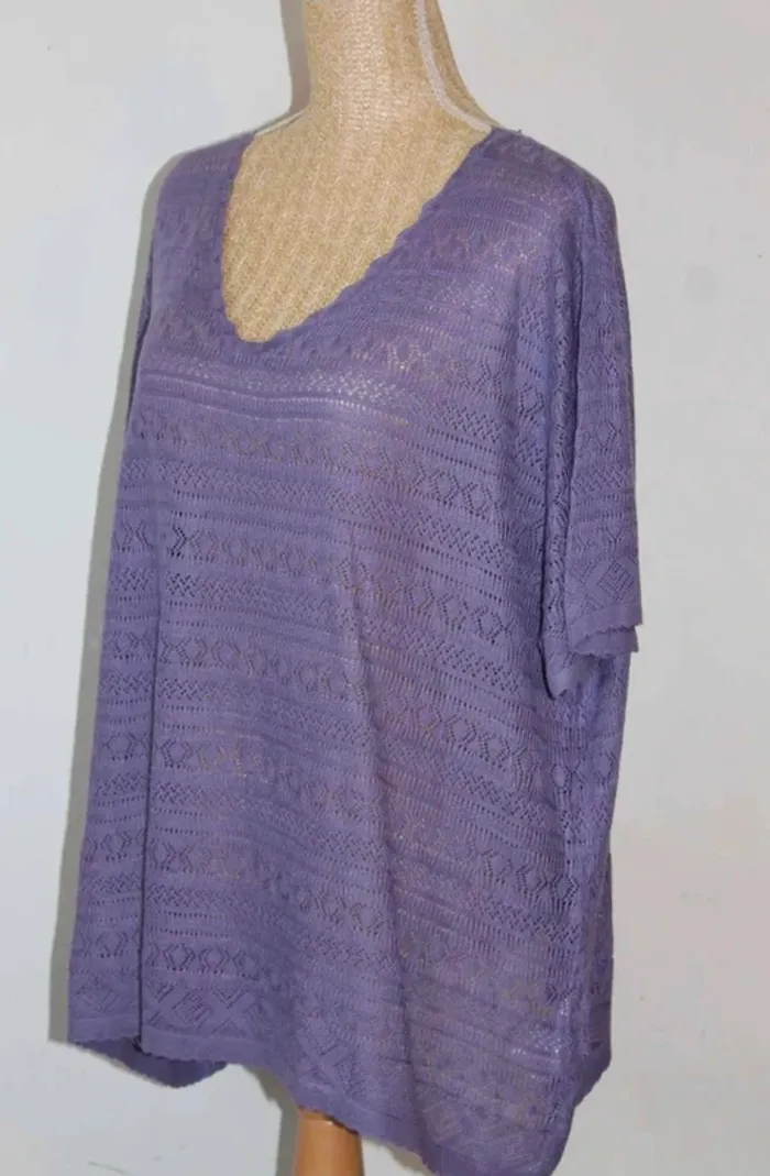Pull  léger  ajouré –  Parme  -  Damart - 54/56 - photo numéro 4