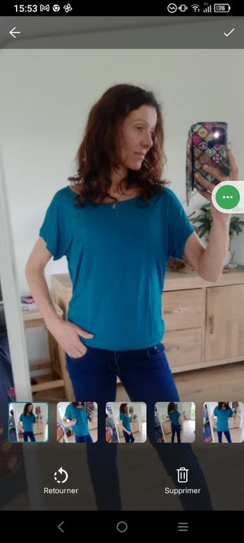 Top fluide 46 bleu canard vert-émeraude c78