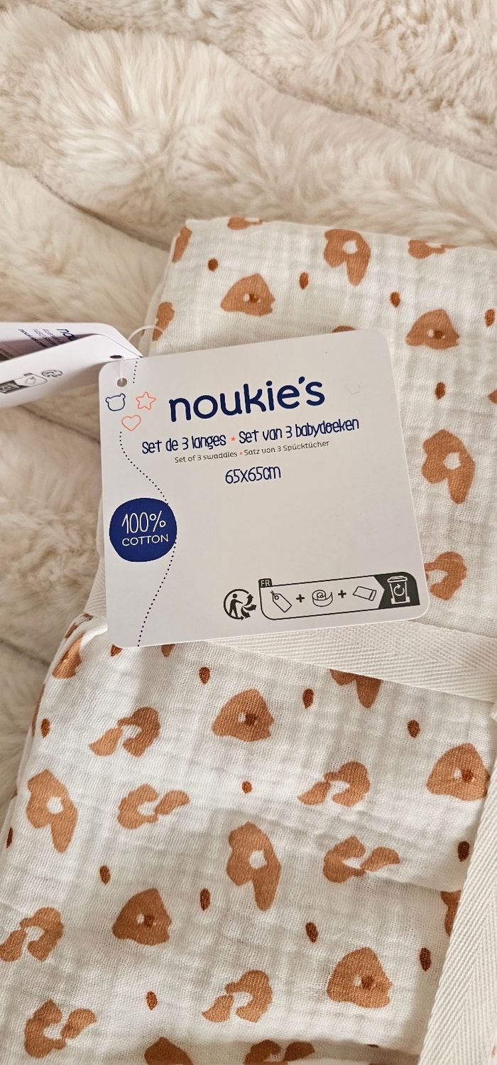Ensemble de 3 langes et peluche doudou assorti Noukie's Neufs - photo numéro 3