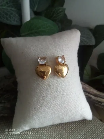 Boucles d'oreilles bohèmes coeurs zircons