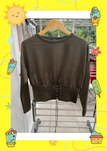 Pull d'hiver lacets kaki S 36