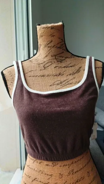 Crop  top  marron  beige  ardene  taille m