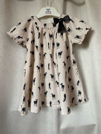 Robe crème imprimé faons gris 18/24 mois H&M