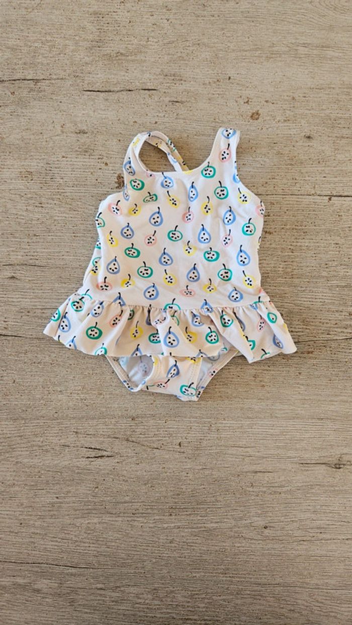 Maillot de bain fille avec un volant, blanc à dessin, R Mini, 12/18 mois - photo numéro 2