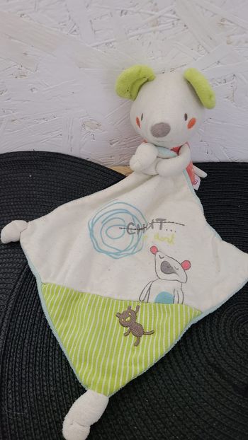 Doudou mouchoir souris POMMETTE chut on dort ours imprimé Intermarché