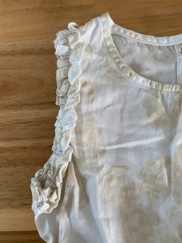 Très belle robe petit bateau crème fleur beige - photo numéro 3