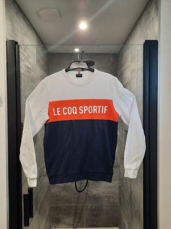Pull Sweat Le Coq Sportif – Blanc & Marine – Manches Longues – Taille S