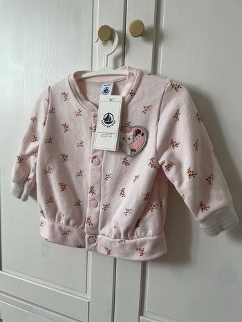 gilet sweat 6 mois neuf petit bateau rose
