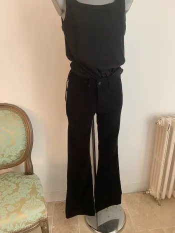 FIVE pantalon velour noir T24