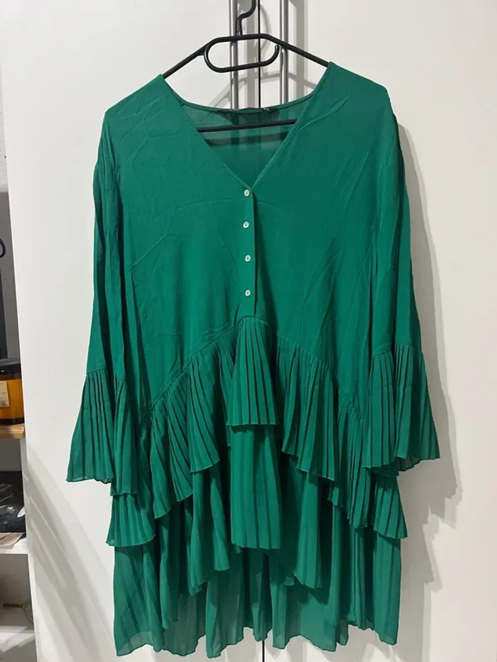 Blouse Zara à volant vert Zara