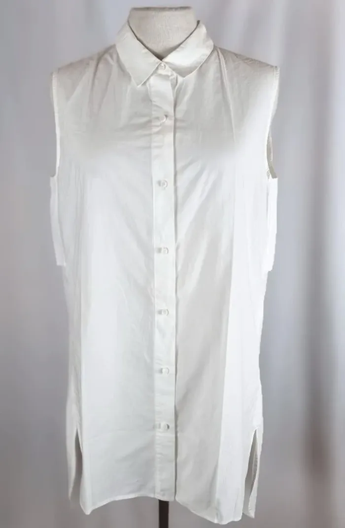 Original Chemisier/Tunique blanc sans manche Gerard Darel 100% coton 38 - photo numéro 2