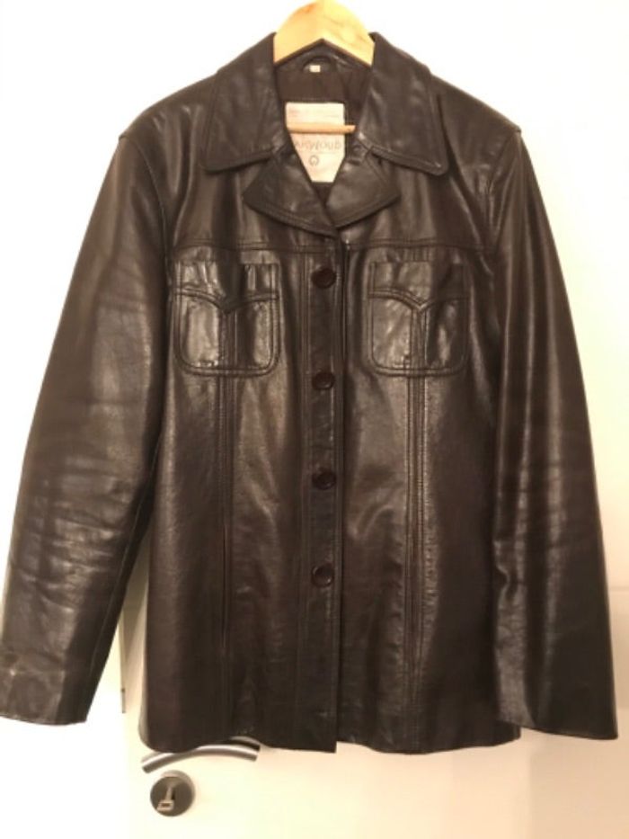 # Veste homme cuir véritable marron taille XL