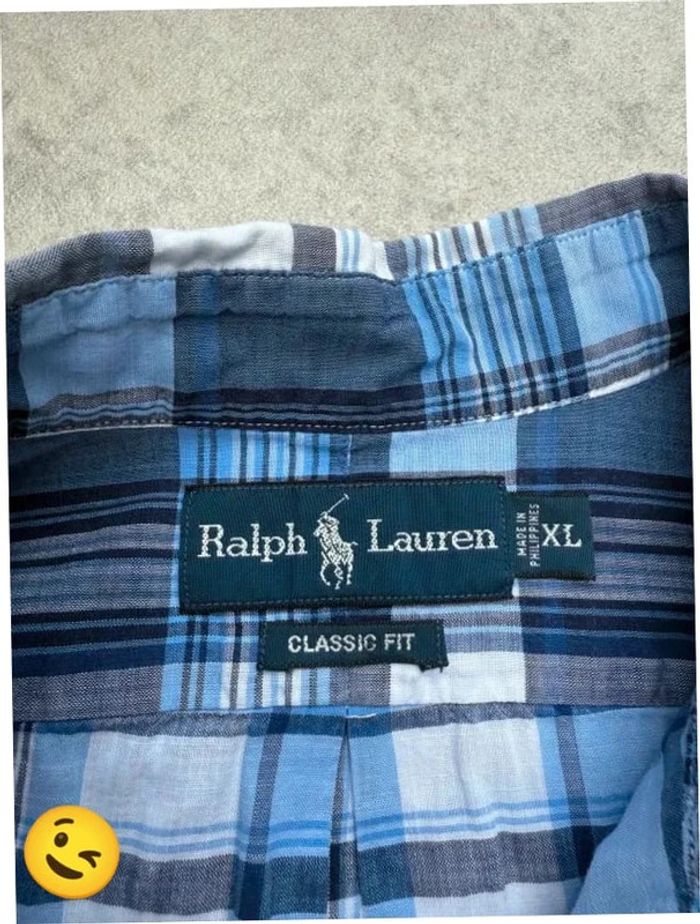 Chemise Ralph Lauren manches courte Taille XL bleu Homme Men CHE127 - photo numéro 3