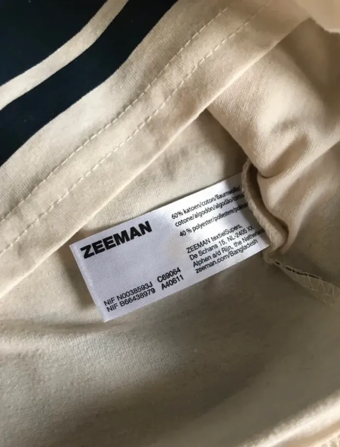 tshirt manches longues garçon 12 ans beige et bleu à rayures - photo numéro 5