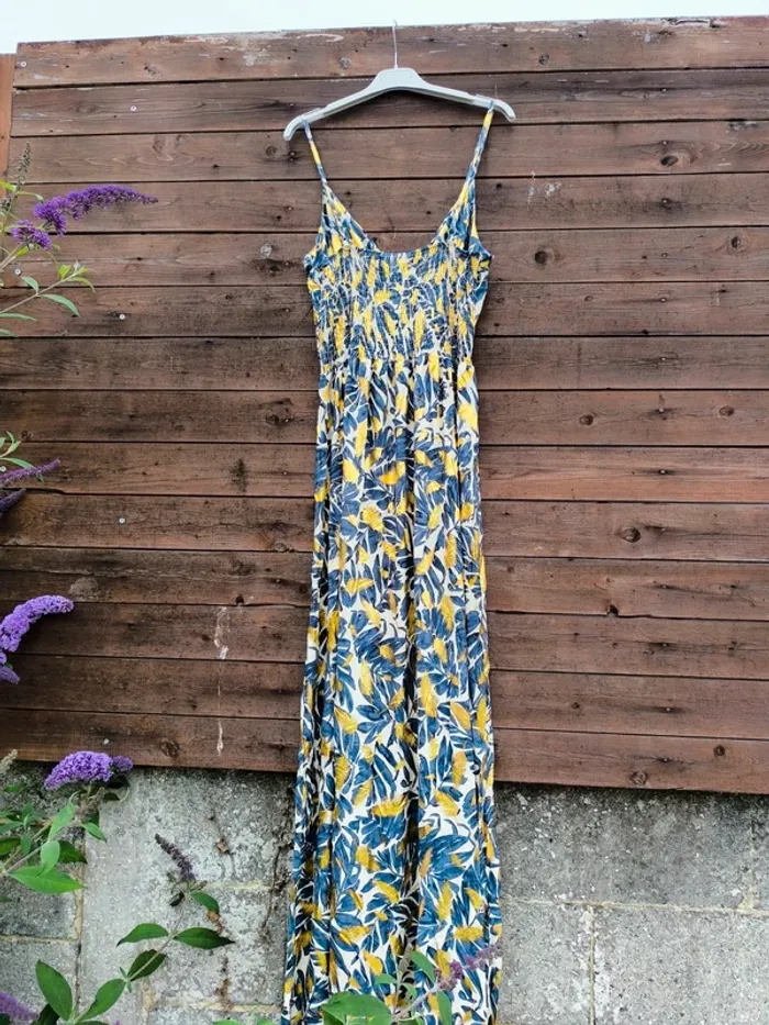 Robe longue bleue marine et beige été taille 40/42 - photo numéro 4