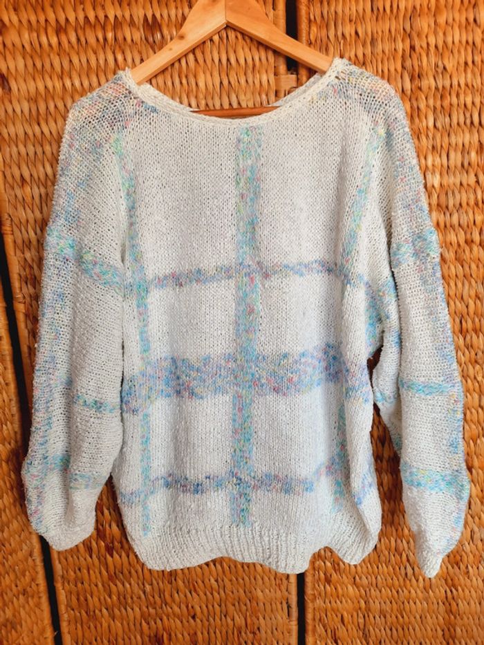 Pull tricoté Main blanc XL