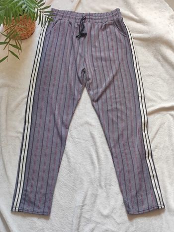 Pantalon droit à rayures rose taille xl xxl