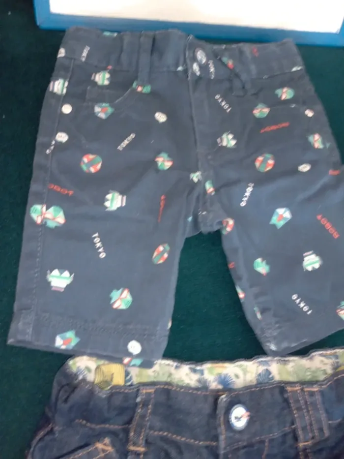 Lot de 2 shorts en jean 24mois - photo numéro 3