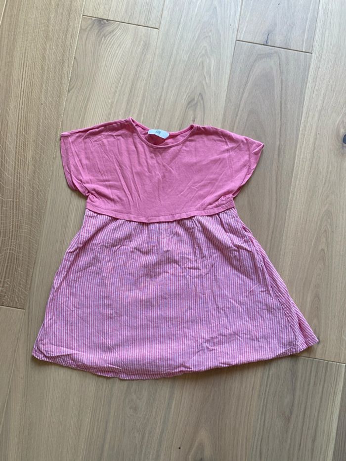 Robe rose coton rayée 5 ans