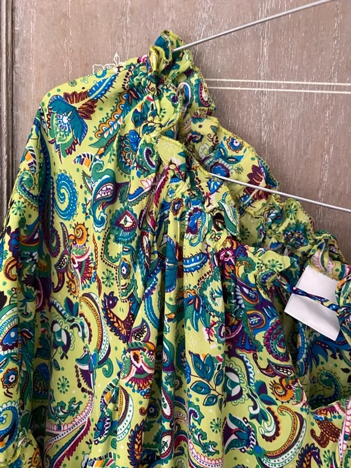Robe soie vert et jaune - photo numéro 5