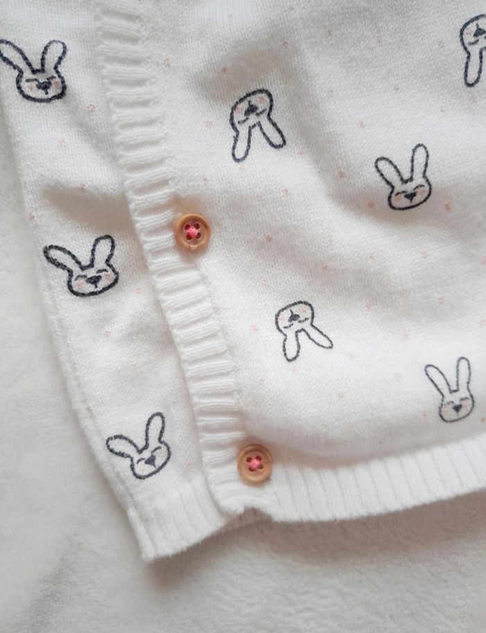 Gilet fille blanc imprimé lapins 1 mois In Extenso - photo numéro 2
