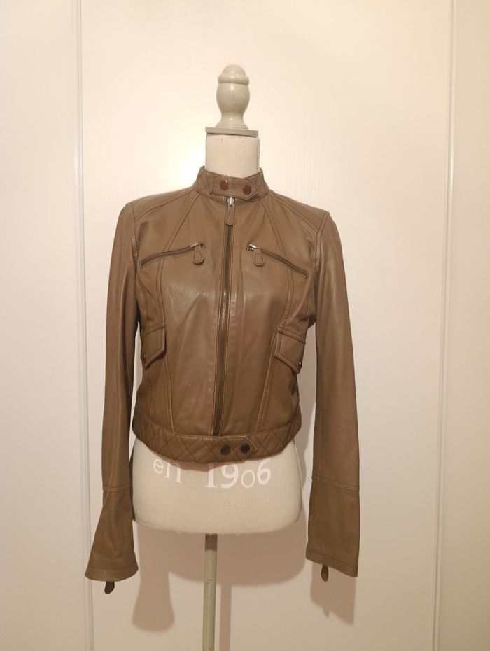 Veste en cuir 100% camel T S