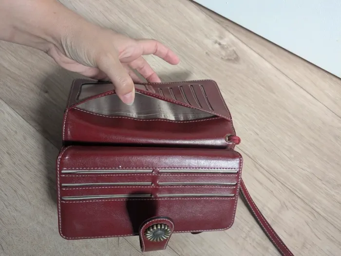 Portefeuille en cuir bordeaux - photo numéro 6