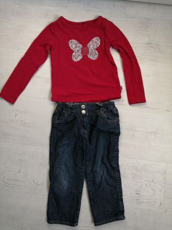 Ensemble fille 24 mois pantalon jean et haut manche longue Obaibi