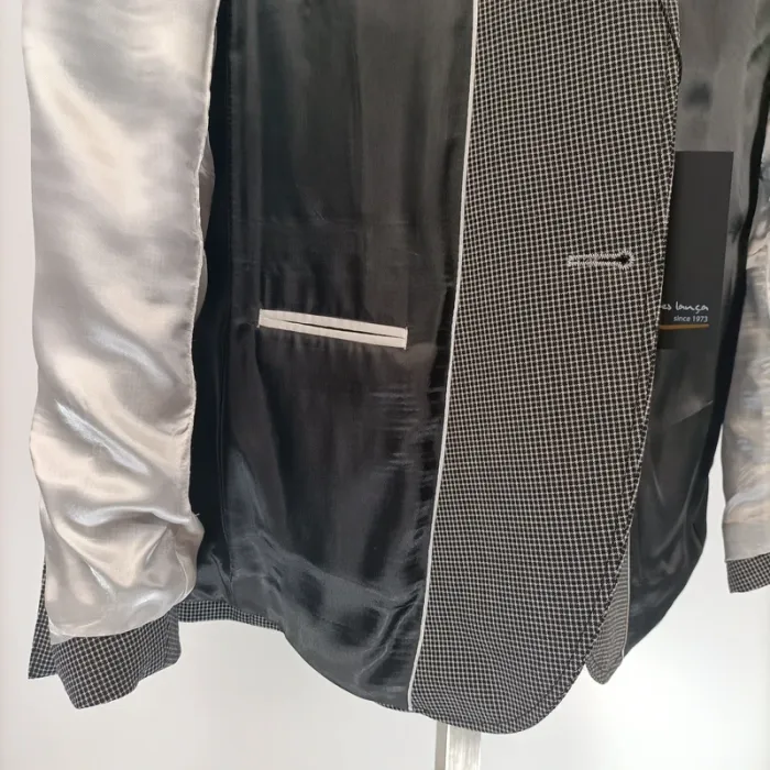 Veste grise - veste de costume grise quadrillée noir et blanc relief - A465 veste grise - photo numéro 15