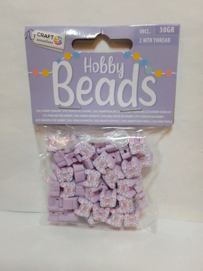 Perles de loisirs "Papillons" violets + fil