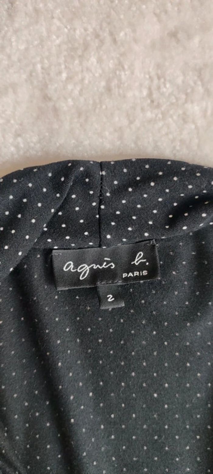 Robe noir à pois blanc Agnès B taille 2 moulante manches 3/4 - photo numéro 5