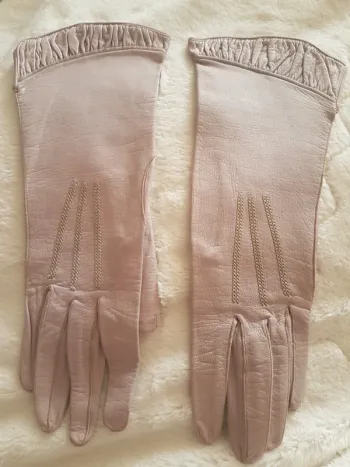 Gant beige/marron clair en cuir souple Taille 6 Neuf