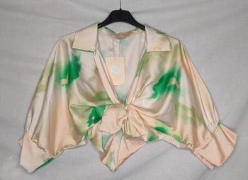 Boléro abricot/vert TU