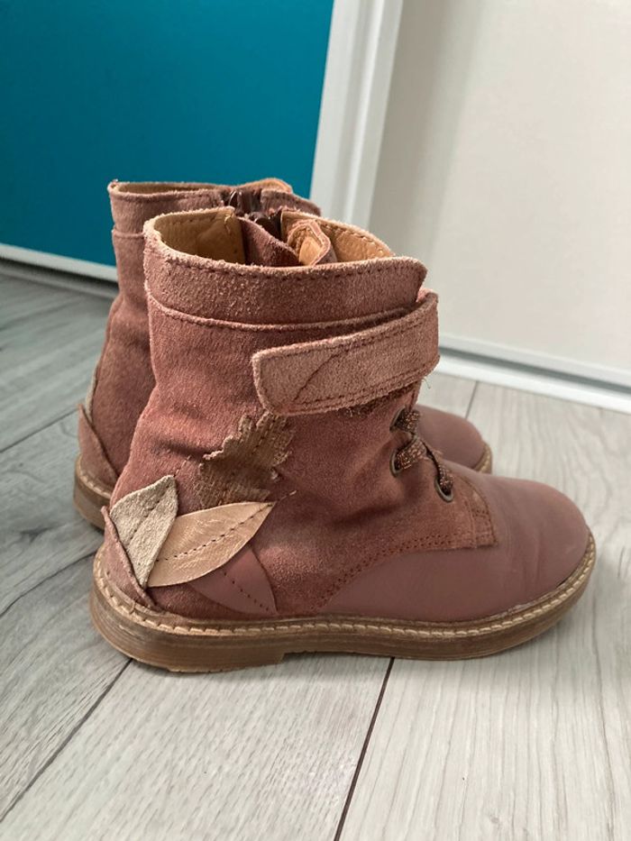 Bottines en cuir vieux rose - photo numéro 2